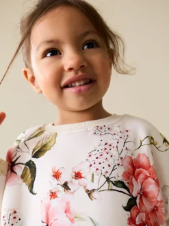 Next - Sweat à col ras du cou (3mths-7yrs) Crème fleuri Sale