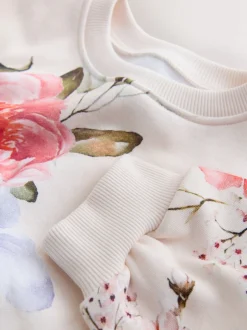 Next - Sweat à col ras du cou (3mths-7yrs) Crème fleuri Sale