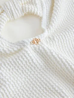 Next Crème froissée - Maillot de bain Nœud à encolure dégagée avec contrôle du ventre Clearance