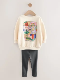 Next Crème imprimé graphique arc-en-ciel - Sweatshirt & Leggings (3mths-7yrs) Hot