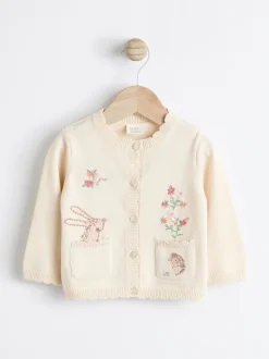 Next Crème motif lapin - 100% Coton Pointelle Tricot Fleuri Fleuri Bébé Cardigan (0mths-3yrs) Best