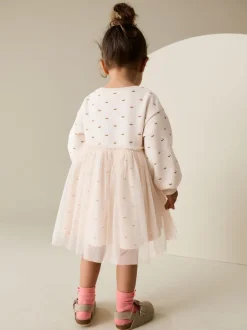 Next Crème motif lapin - Robe sweat à jupe en maille (3mois7ans) Outlet