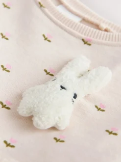 Next Crème motif lapin - Robe sweat à jupe en maille (3mois7ans) Outlet