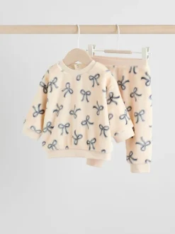 Next Crème/gris - Ensemble pull et pantalon en velours doux imprimé nœud (0mois-2ans) Best