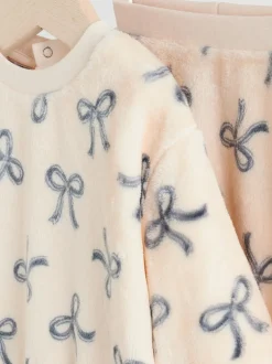 Next Crème/gris - Ensemble pull et pantalon en velours doux imprimé nœud (0mois-2ans) Best