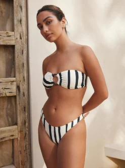 Next Crème/noir à rayures - Haut Bikini bandeau en métal Outlet