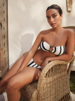Next Crème/noir à rayures - Haut Bikini bandeau en métal Outlet