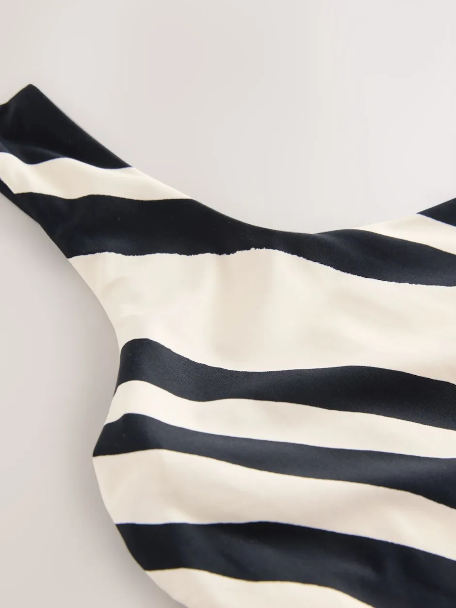 Next Crème/noir à rayures - Maillot de bain dos nu à une épaule Online