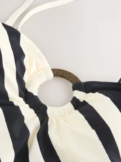 Next Crème/noir à rayures - Maillot de bain bandeau à contrôle du ventre New