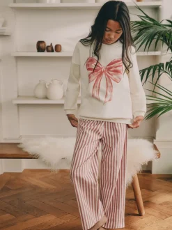 Next Crème/Nœud rouge - Pyjama sweat-shirt (2-16ans) New