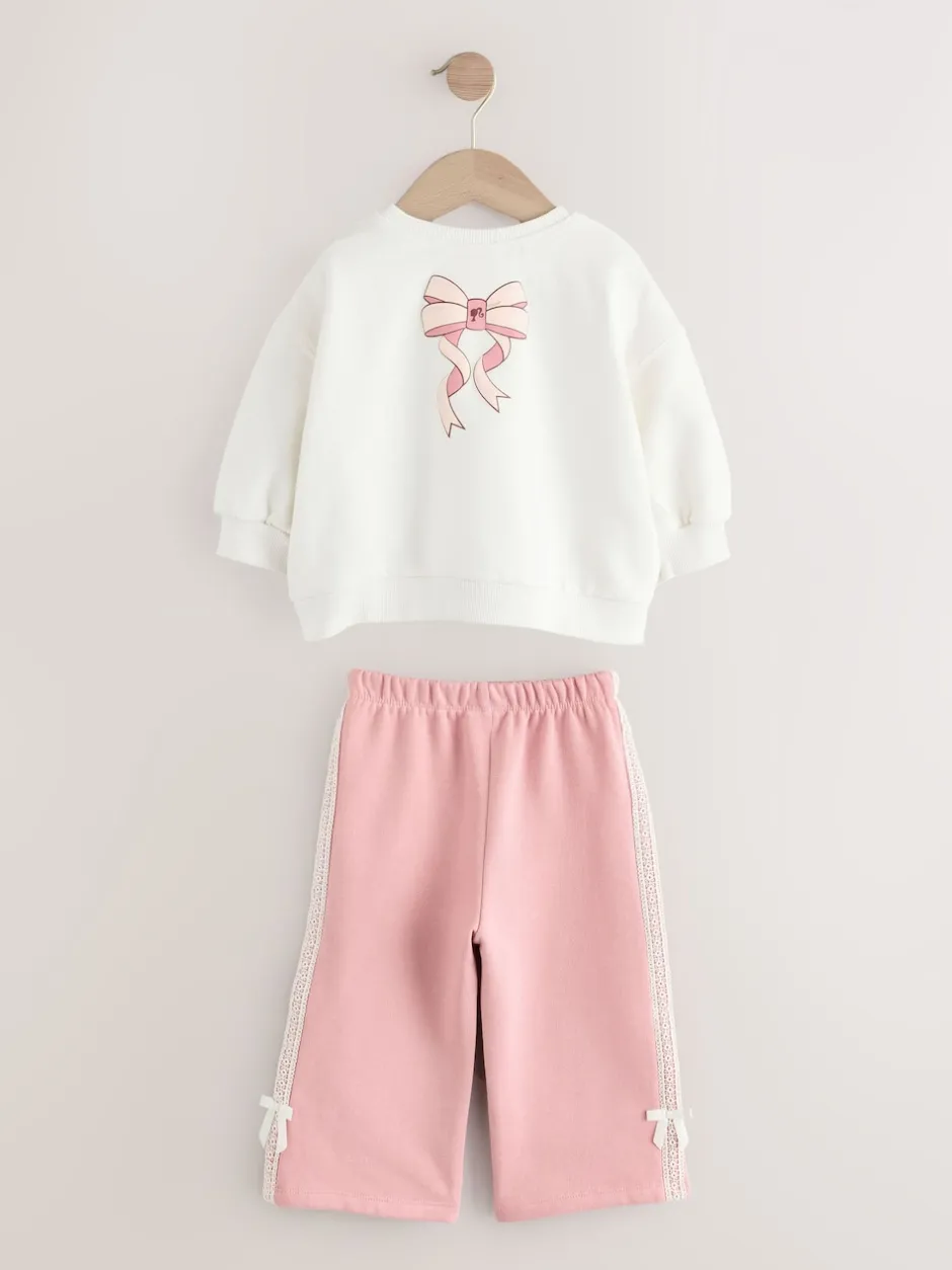 Next Crème/rose - Ensemble Barbie Sweat-shirt & Ample Survêtement (3mois-7ans) New