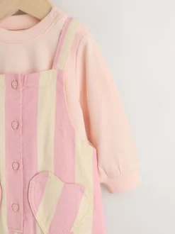 Next Crème/Rose Rayure - Ensemble Salopettes et Body BÉBÉ 2 Pieces (0mois-3ans) Discount