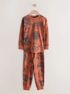 Next - Lot de 3 pyjamas à manches longues (3-16ans) Crâne graffiti vert/orange Online