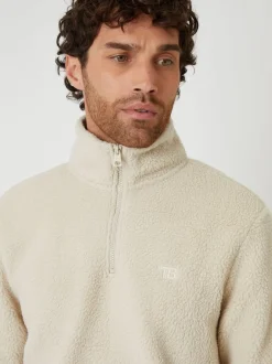 Threadbare Écru - Ajustement régulier - Sweat-shirt Borg coupe décontractée Discount