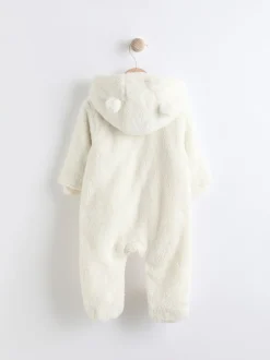 Next écru - Baby Cosy Fleece Hooded All-In-One (0mths-2yrs) Clearance