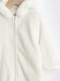 Next écru - Baby Cosy Fleece Hooded All-In-One (0mths-2yrs) Clearance