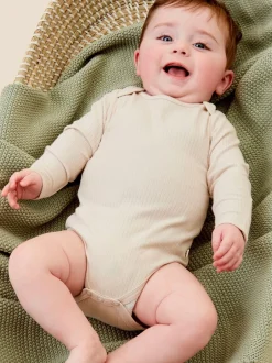 Mori Écru - Body côtelé extensible à manches longues et encolure Outlet