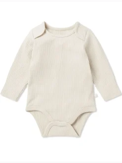 Mori Écru - Body côtelé extensible à manches longues et encolure Outlet