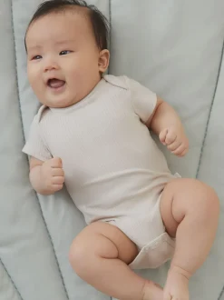 Mori Écru - Body côtelé extensible à manches courtes