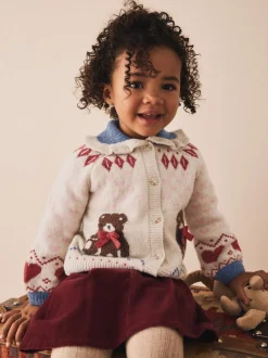 Next écru - Cardigan à col ours en peluche (3mois à7ans) Clearance