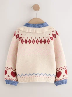 Next écru - Cardigan à col ours en peluche (3mois à7ans) Clearance