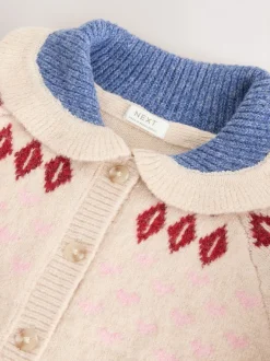 Next écru - Cardigan à col ours en peluche (3mois à7ans) Clearance