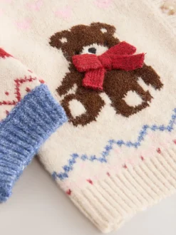 Next écru - Cardigan à col ours en peluche (3mois à7ans) Clearance