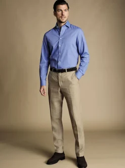 Charles Tyrwhitt Écru - Coupe ajustée  100% Lin Pantalons Outlet