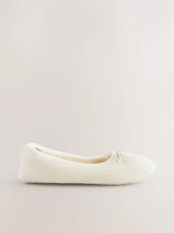 Next écru - Chaussons ballerines en velours Sale