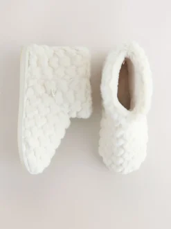 Next écru - Chaussons chaussons cœur en fausse fourrure Outlet