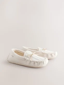 Next écru - Chaussons mocassins en maille Torsade Outlet