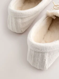 Next écru - Chaussons mocassins en maille Torsade Outlet