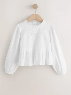 Next écru - Chemisier à volants à manches longues (3-16ans) Clearance