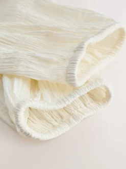 Next écru - Chemisier texturé à col bateau et manches longues