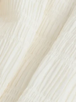 Next écru - Chemisier texturé à col bateau et manches longues