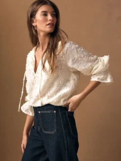 Next écru - Chemisier Tufty en jacquard à manches longues Hot