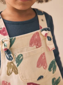 Next écru - Ensemble salopette et t-shirt à imprimé cœur (3mois7ans) Outlet