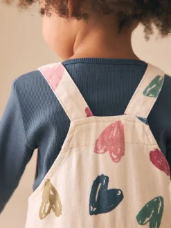 Next écru - Ensemble salopette et t-shirt à imprimé cœur (3mois7ans) Outlet