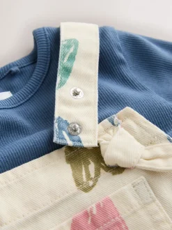 Next écru - Ensemble salopette et t-shirt à imprimé cœur (3mois7ans) Outlet