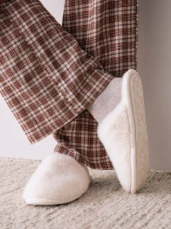 Next écru - Faux Fur Mule Slippers