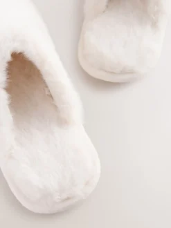 Next écru - Faux Fur Mule Slippers