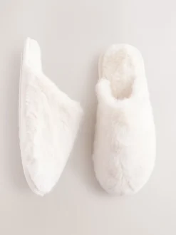 Next écru - Faux Fur Mule Slippers