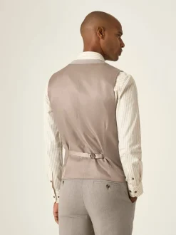 Skopes Écru - Gilet de costume ajusté Calvados en lin mélangé Discount