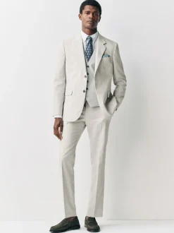 Next écru - Gilet de costume en lin Blend texturé Discount