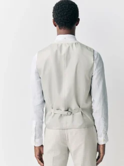 Next écru - Gilet de costume en lin Blend texturé Discount