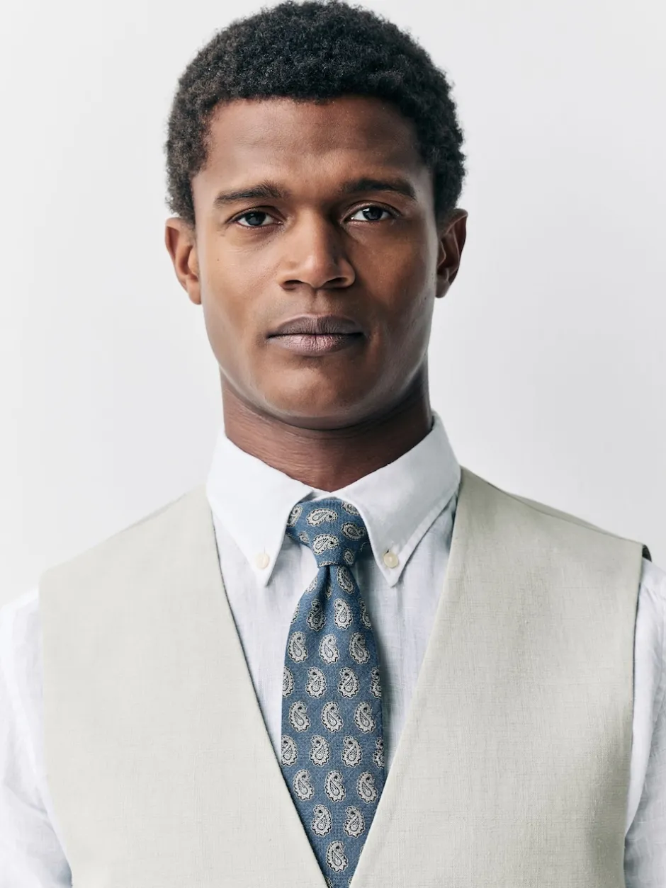 Next écru - Gilet de costume en lin Blend texturé Discount