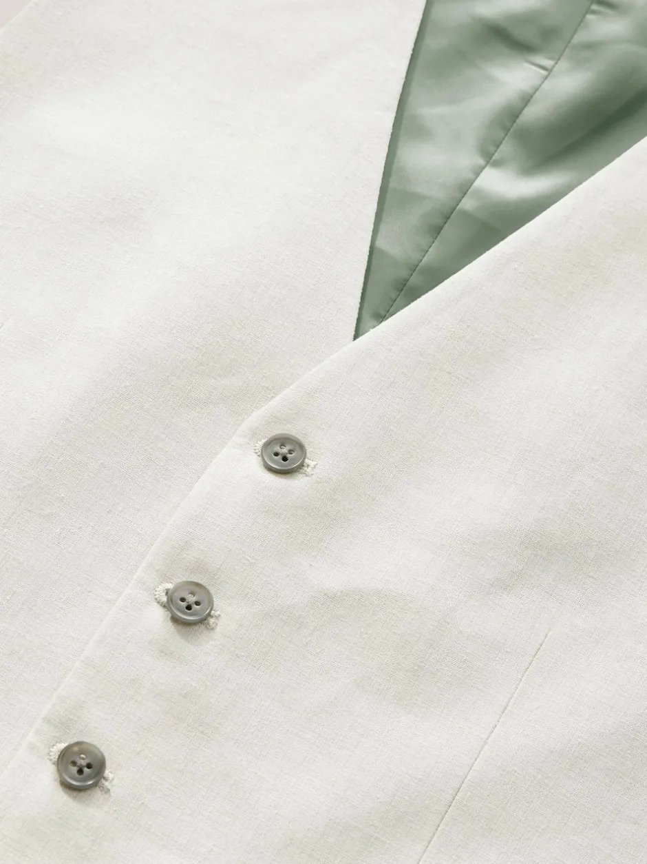 Next écru - Gilet de costume en lin Blend texturé Discount