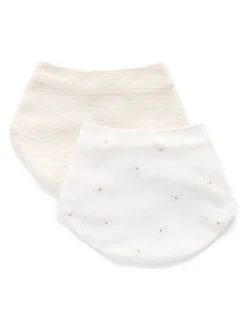 Purebaby Écru - Lot de 2 bavoirs Essential Dribble Hot