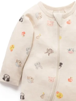 Purebaby Écru - Lot de 2 combinaisons zippées imprimées Hot