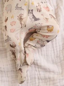 Purebaby Écru - Lot de 2 combinaisons zippées imprimées Hot